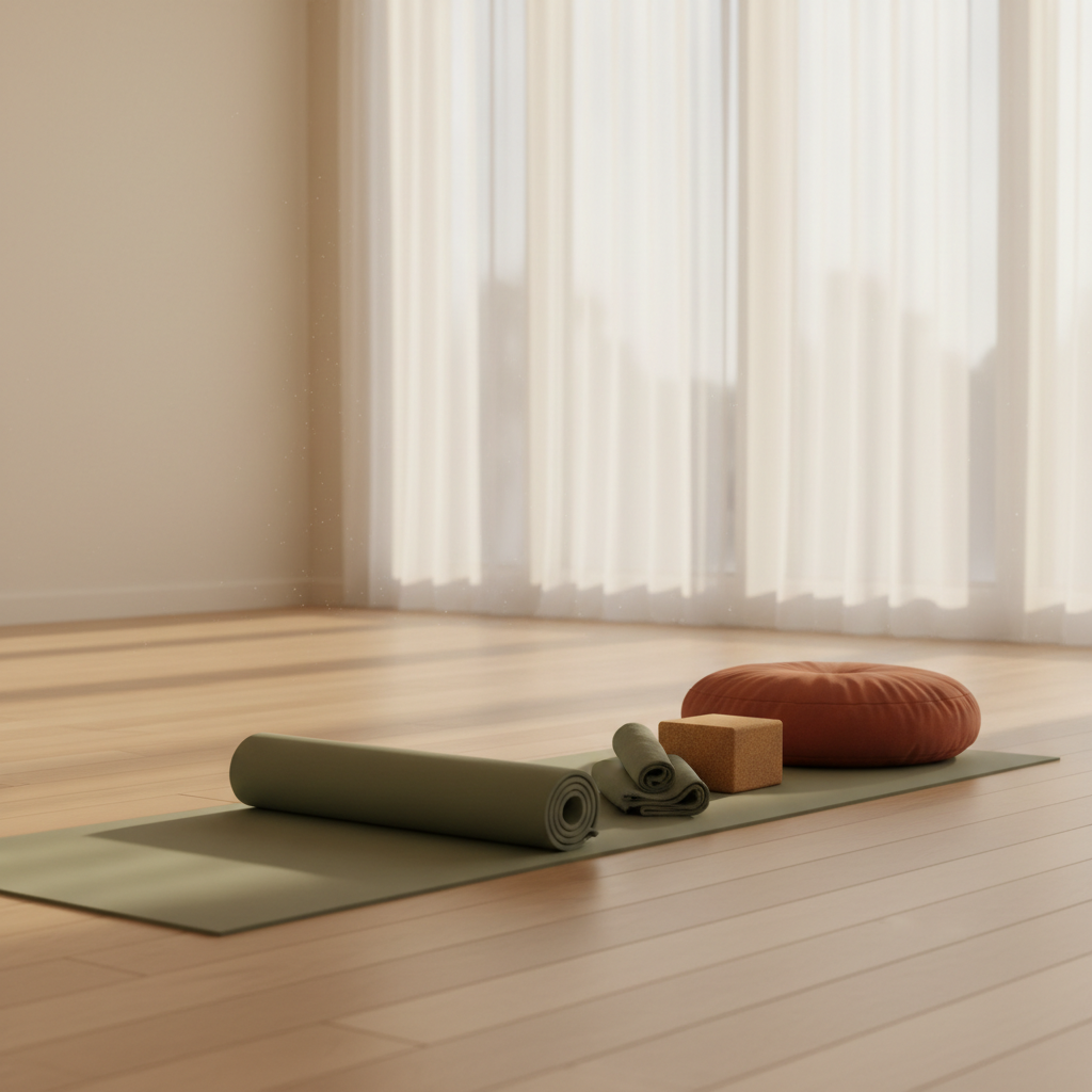 Studio de yoga au lever du jour